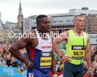 Harry Aikines-Aryeetey and winner Richard Kilty after the 150 metres, Great North CityGames. Photo: David T. Hewitson/Sports for All Pics